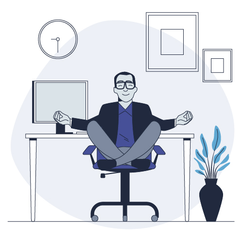 Dessin d'un homme détendu sur sa chaise de bureau près de Rochefort 17